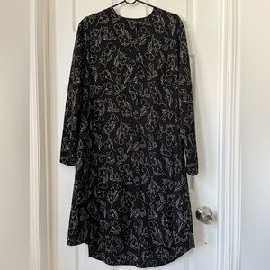 Pose BUTTON DOWN floral black flare midi Shirtdress size 12